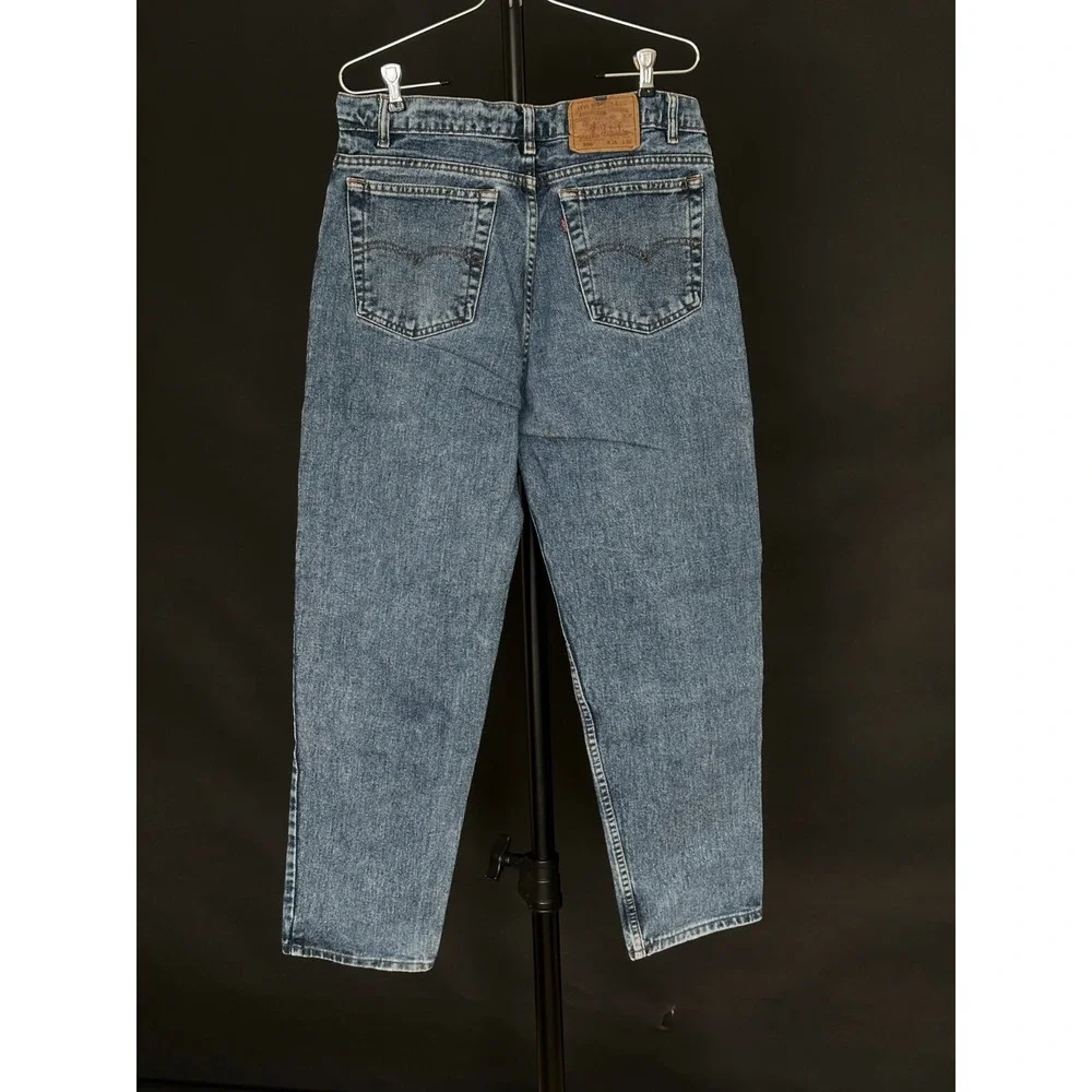 90's Vintage Levi's 550 Relaxed Fit Denim Blue Jeans Mens Sz‎ 36x30 Actual 33x29